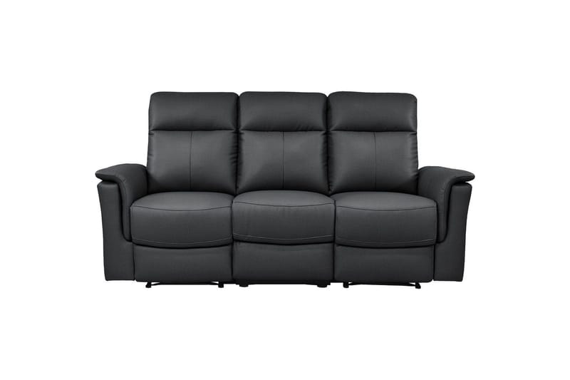 Sofa 3-sæders Southbrook Sort, Ægte læder/PU/Træ/Metal, Elektrisk hvilestol - Sort, Ægte læder/PU/Træ/Metal, Elektrisk hvilestol - Møbler - Sofaer - Recliner sofaer - 3 personers biograsofa & reclinersofa