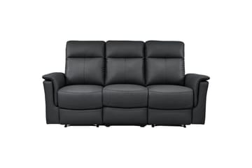 Sofa 3-sæders Southbrook Sort, Ægte læder/PU/Træ/Metal, Elektrisk hvilestol - Sort, Ægte læder/PU/Træ/Metal, Elektrisk hvilestol - Møbler - Sofaer - Recliner sofaer