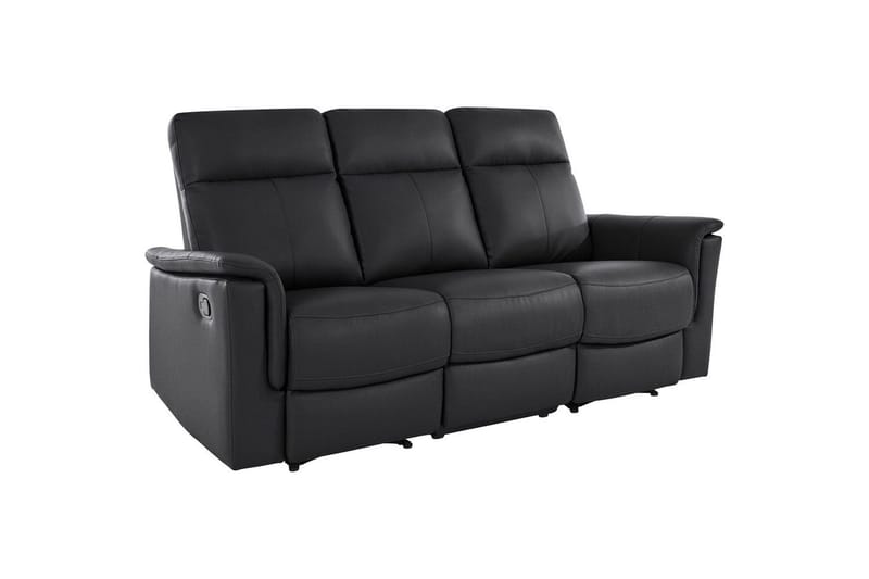 Sofa 3-sæders Southbrook Sort, Læder/PU/Træ/Metal, Manuel liggestol - Sort, Læder/PU/Træ/Metal, Manuel liggestol - Møbler - Sofaer - Recliner sofaer - 3 personers biograsofa & reclinersofa
