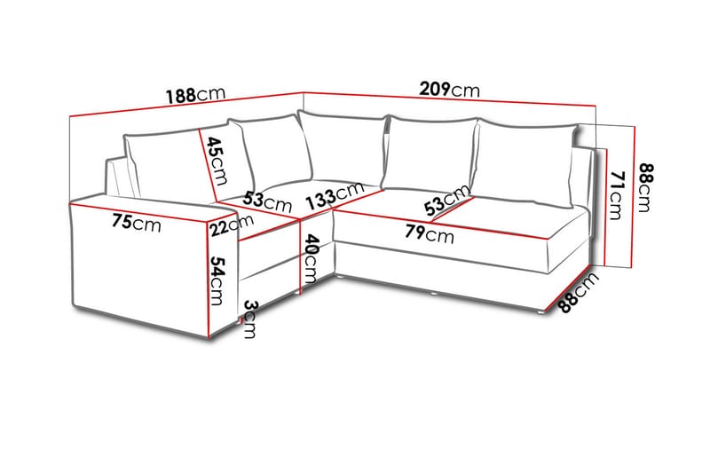 Bono hjørnesovesofa - Hvid/Grå - Møbler - Sofaer - Hjørnesofa