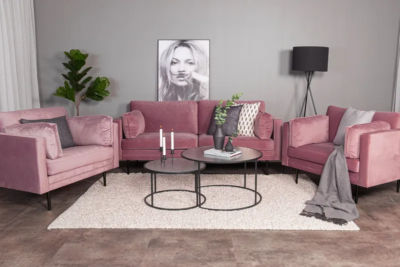 Boom 3-personers Sofa - Rosa - Møbler - Sofaer - Velour sofaer