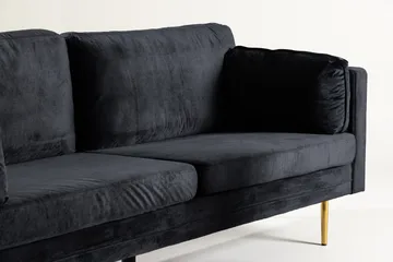 Boom Fløjlssofa 3-personers - Sort - Møbler - Sofaer - Velour sofaer
