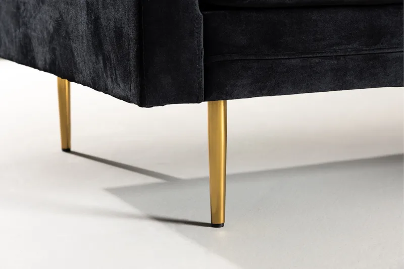 Boom Fløjlssofa 3-personers - Sort - Møbler - Sofaer - Velour sofaer