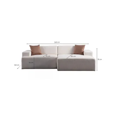Branorin 3-personers Hjørnesofa - Cremehvid - Møbler - Sofaer - Sofa med chaiselong