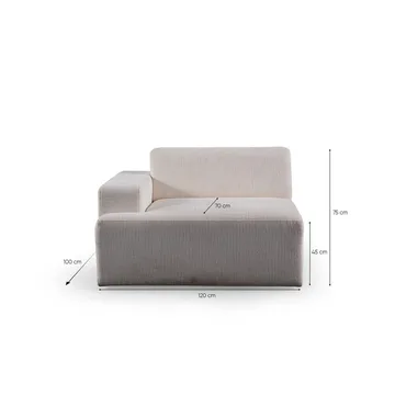 Branorin 3-personers Hjørnesofa - Cremehvid - Møbler - Sofaer - Sofa med chaiselong