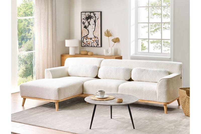 Bree Hjørnesofa 3-personers - Hvid/Lyst træ - Møbler - Sofaer - Sovesofaer