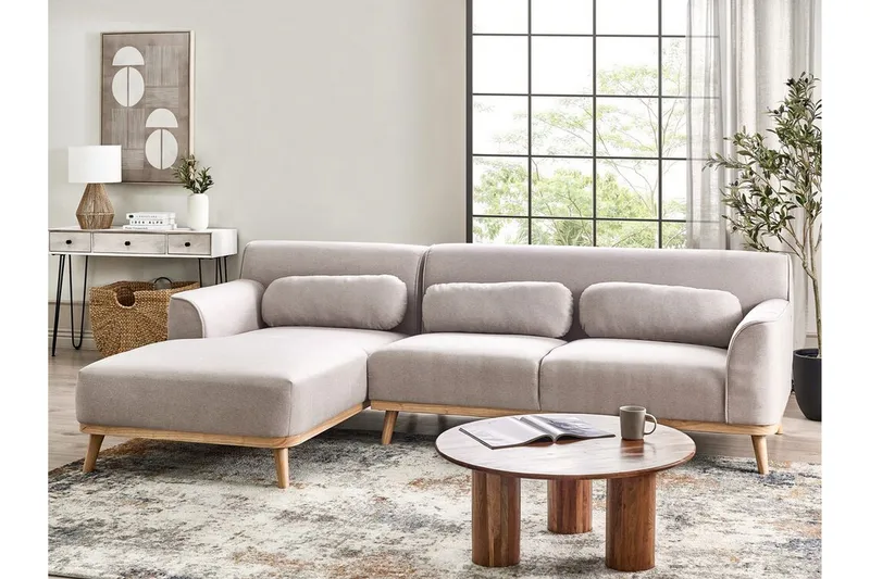 Bree Hjørnesofa 3-personers - Grå/Lyst træ - Møbler - Sofaer - Sovesofaer