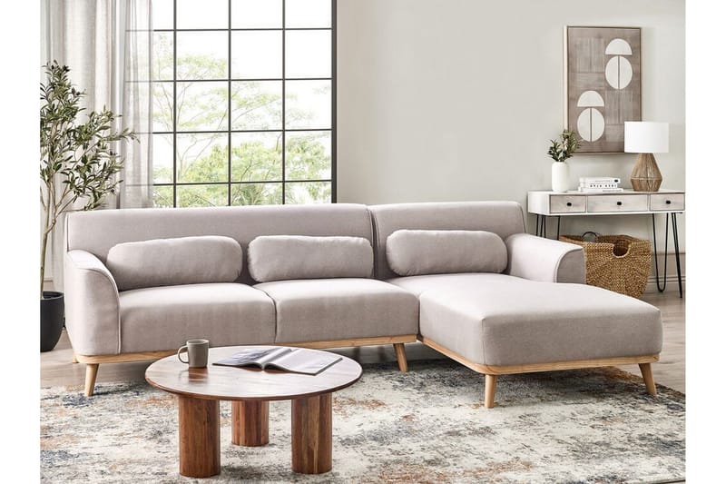 Bree Hjørnesofa 3-personers - Grå/Lyst træ - Møbler - Sofaer - Sovesofaer