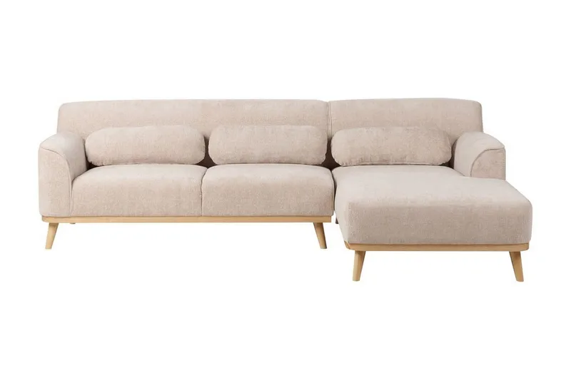 Bree Hjørnesofa 3-personers, Beige/Lyst træ