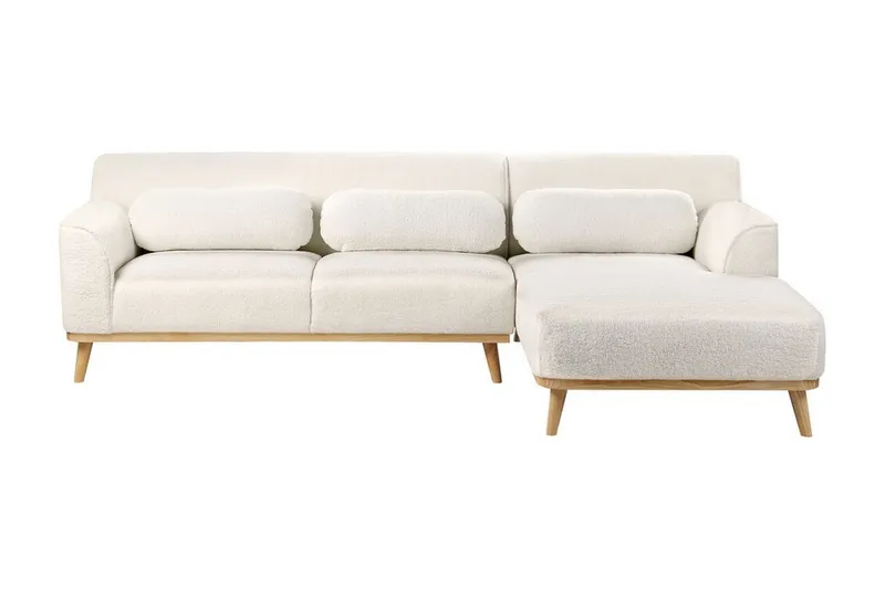 Bree Hjørnesofa 3-personers, Hvid/Lyst træ
