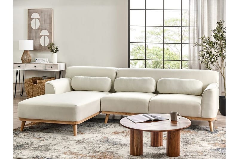 Bree Hjørnesofa 3-personers - Hvid/Lyst træ - Møbler - Sofaer - Sovesofaer