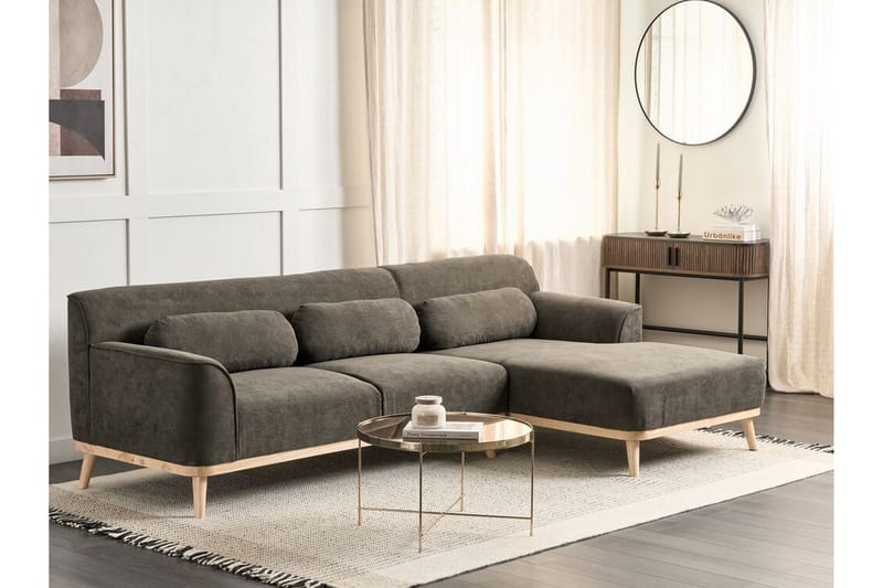 Bree Hjørnesofa 3-personers - Grøn/Lyst træ - Møbler - Sofaer - Sovesofaer