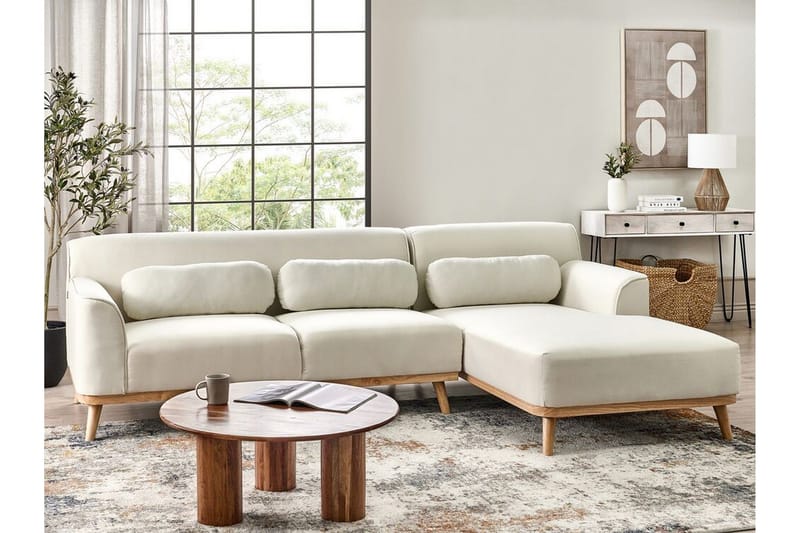 Bree Hjørnesofa 3-personers - Hvid/Lyst træ - Møbler - Sofaer - Sovesofaer