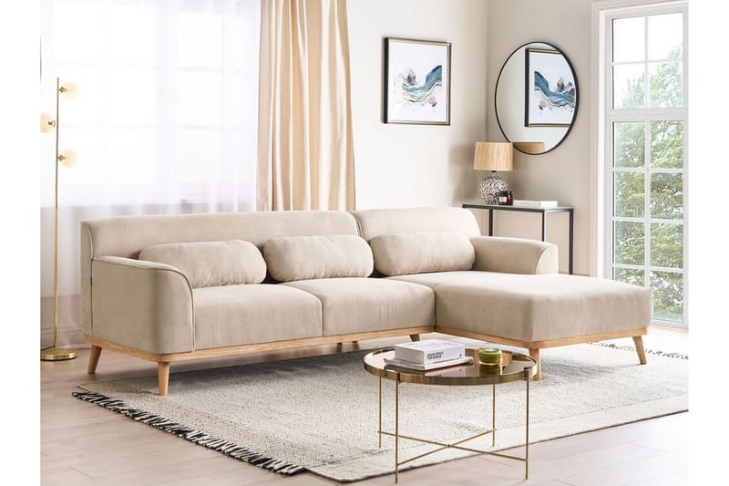 Bree Hjørnesofa 3-personers - Beige/Lyst træ - Møbler - Sofaer - Sovesofaer