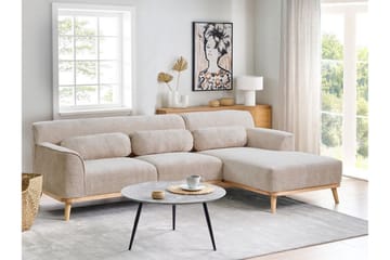 Bree Hjørnesofa 3-personers - Beige/Lyst træ - Møbler - Sofaer - Sovesofaer