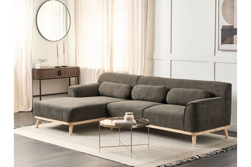 Bree Hjørnesofa 3-personers - Grøn/Lyst træ - Møbler - Sofaer - Sovesofaer