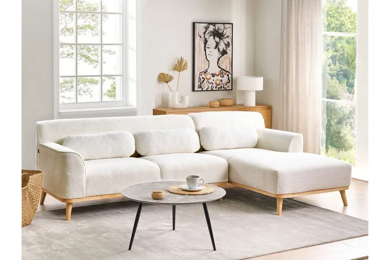 Bree Hjørnesofa 3-personers - Hvid/Lyst træ - Møbler - Sofaer - Sovesofaer