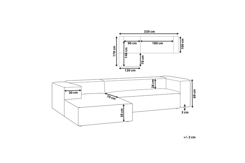 Britt Hjørnesofa 3-personers - Beige - Møbler - Sofaer - Hjørnesofa - Hjørnesofa med chaiselong