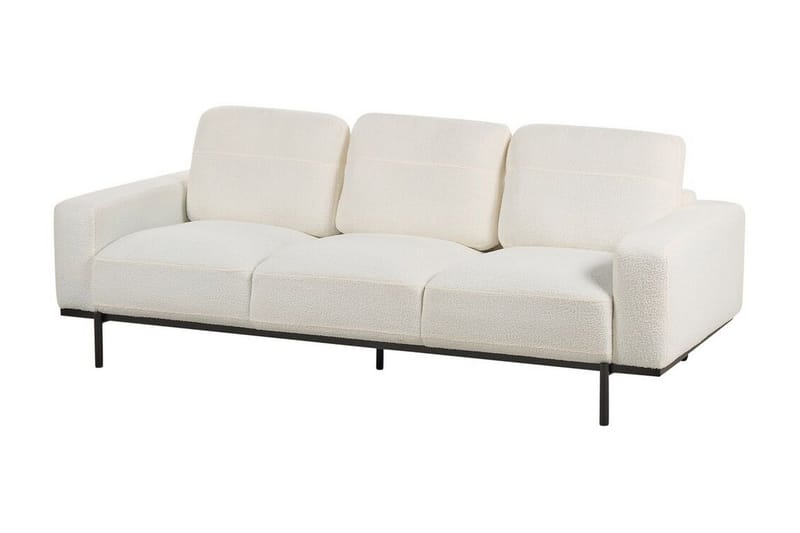 Bruna 3-personers Sofa i Bouclé med Metalben - Hvid|Sort - Møbler - Sofaer - 3 personers sofa