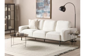 Bruna 3-personers Sofa i Bouclé med Metalben - Hvid|Sort - Møbler - Sofaer - 3 personers sofa