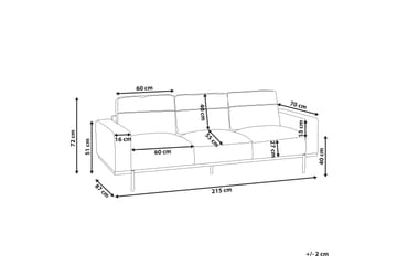 Bruna 3-personers Sofa i Bouclé med Metalben - Hvid|Sort - Møbler - Sofaer - 3 personers sofa