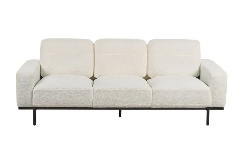 Bruna 3-personers Sofa i Bouclé med Metalben, Hvid|Sort