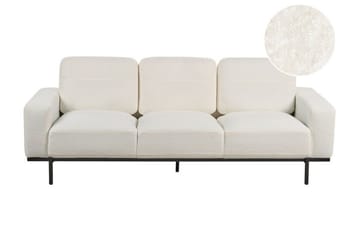 Bruna 3-personers Sofa i Bouclé med Metalben - Hvid|Sort - Møbler - Sofaer - 3 personers sofa