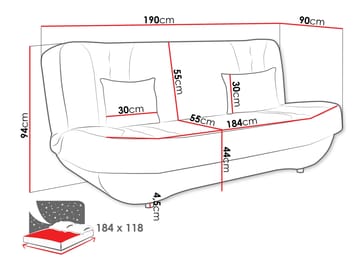 Burralla 3-personers sovesofa - sort - Møbler - Sofaer - Sovesofaer
