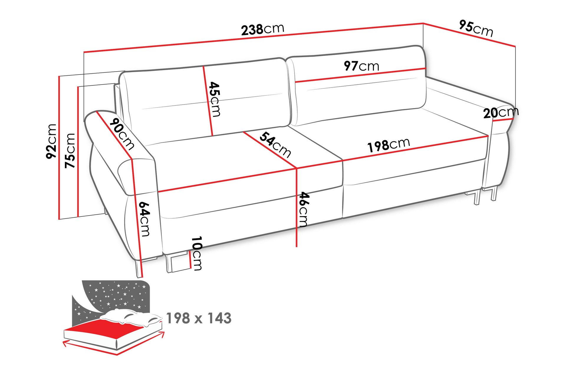 Busness Sovesofa 3-personers i Plys - Grå - Møbler - Sofaer - Sovesofaer
