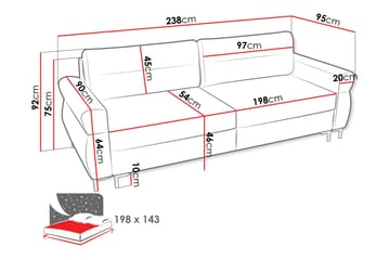 Busness Sovesofa 3-personers i Plys - Grå - Møbler - Sofaer - Sovesofaer