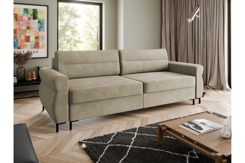 Busness Sovesofa 3-personers i Plys - Beige - Møbler - Sofaer - Sovesofaer