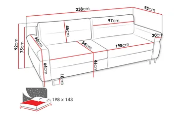 Busness Sovesofa 3-personers i Plys - Beige - Møbler - Sofaer - Sovesofaer