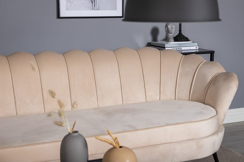 Calais 3-personers Sofa Fløjl - Beige - Møbler - Sofaer - Velour sofaer