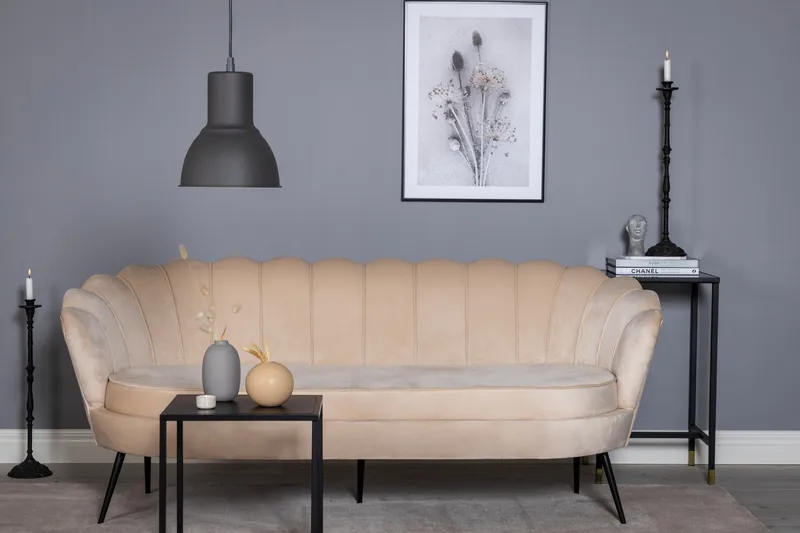 Calais 3-personers Sofa Fløjl - Beige - Møbler - Sofaer - Velour sofaer
