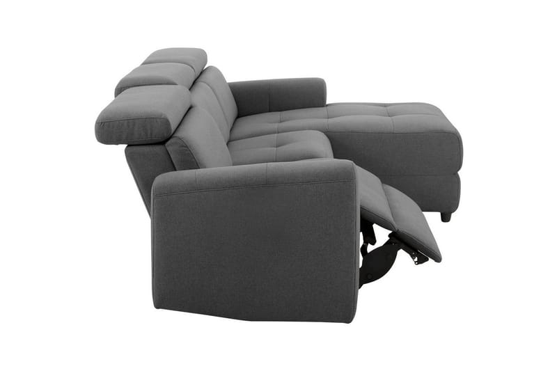 Capena 3-personers Højrevendt L-formet Hjørnesofa 275 cm med Recliner i Stof - Grå - Møbler - Sofaer - Recliner sofaer