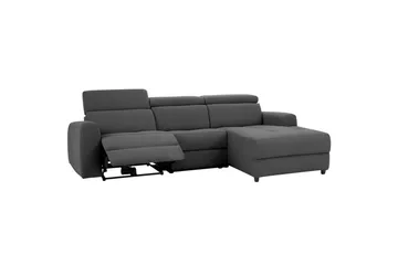 Capena 3-personers Højrevendt L-formet Hjørnesofa 275 cm med Recliner i Stof - Grå - Møbler - Sofaer - Recliner sofaer