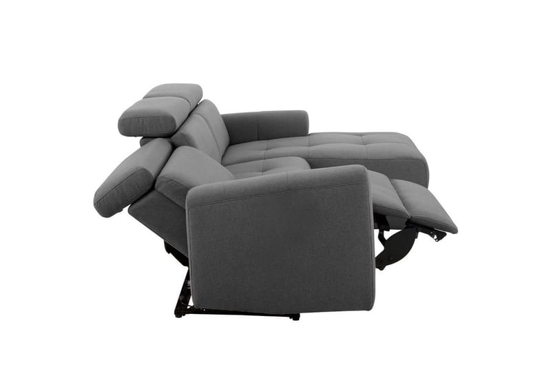 Capena 3-personers Højrevendt L-formet Hjørnesofa 275 cm med Recliner i Stof - Grå - Møbler - Sofaer - Recliner sofaer