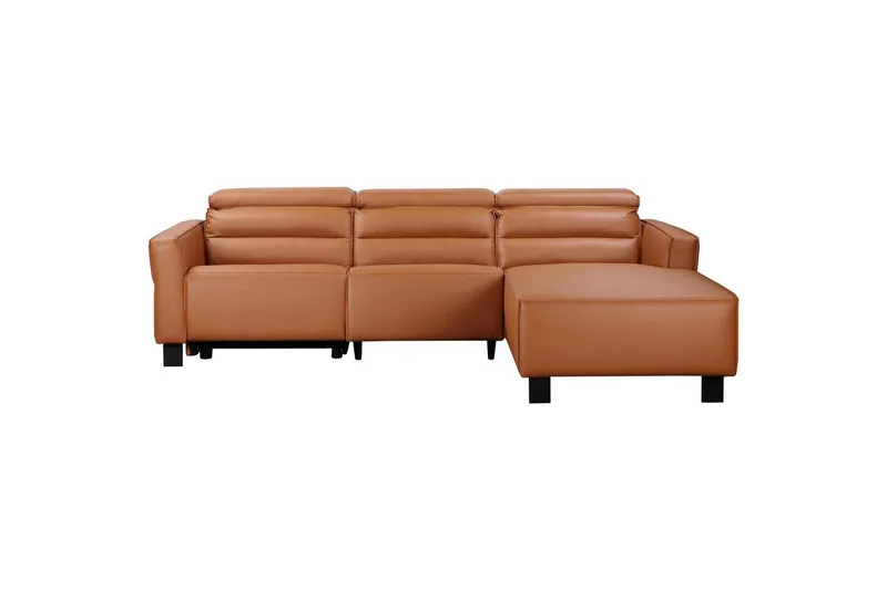 Carpari 3-personers Højrevendt L-formet Hjørnesofa 263 cm med Recliner i Læder, Brun