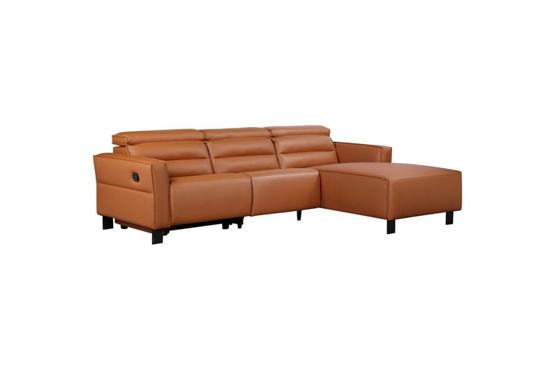 Carpari 3-personers Højrevendt L-formet Hjørnesofa 263 cm med Recliner i Læder - Brun - Møbler - Sofaer - Recliner sofaer
