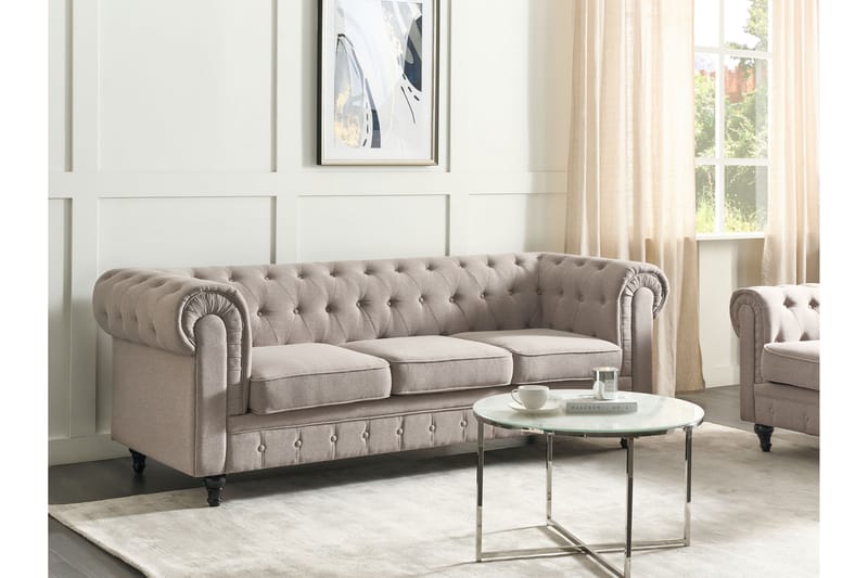 Casonya Sofa 3-personers - Beige/Mørkt træ - Møbler - Sofaer - 3 personers sofa