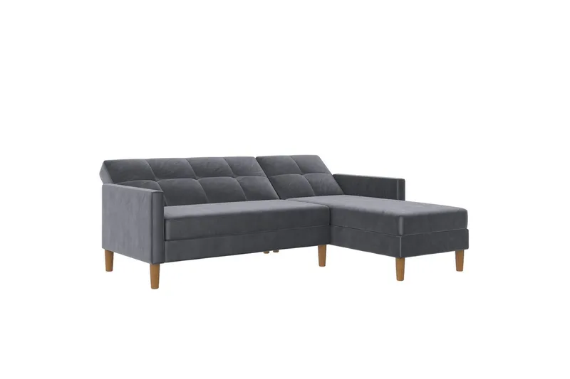 Chaiselong Lilly Antracit, Velour - Antracit, Velour - Møbler - Sofaer - Sofa med chaiselong
