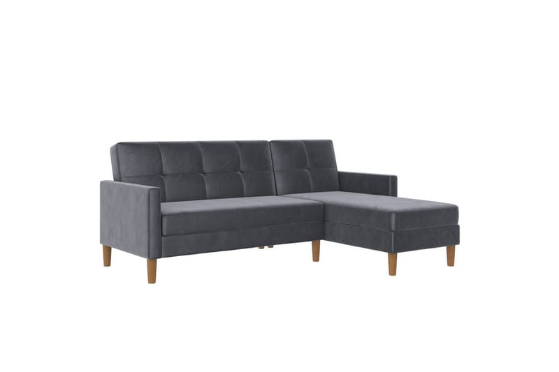 Chaiselong Lilly Antracit, Velour - Antracit, Velour - Møbler - Sofaer - Sofa med chaiselong