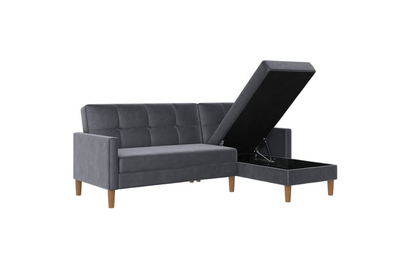 Chaiselong Lilly Antracit, Velour - Antracit, Velour - Møbler - Sofaer - Sofa med chaiselong