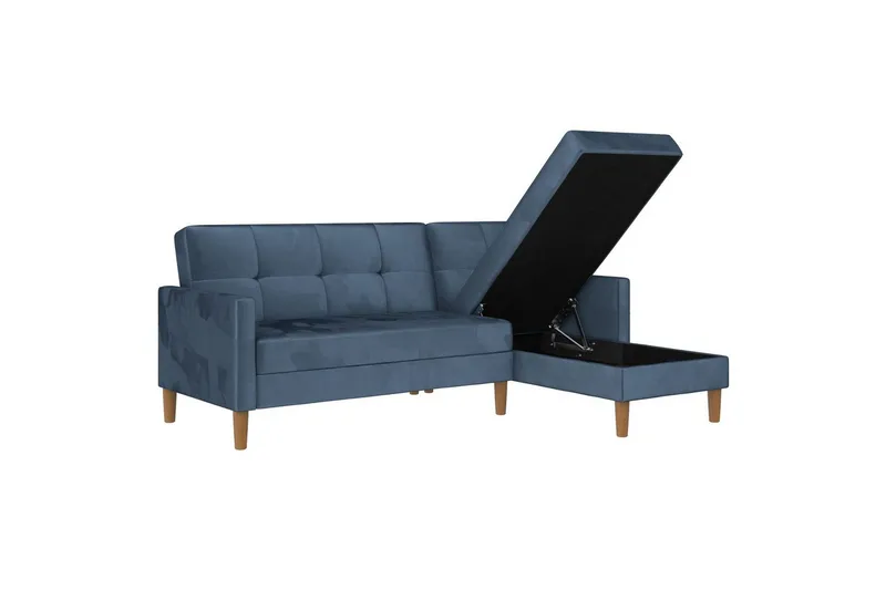 Chaiselong Lilly Blå, Velour - Blå, Velour - Møbler - Sofaer - Sofa med chaiselong
