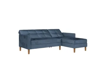 Chaiselong Lilly Blå, Velour - Blå, Velour - Møbler - Sofaer - Sofa med chaiselong
