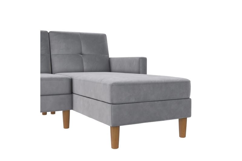 Chaiselong Lilly Lys Grå, Velour - Lys Grå, Velour - Møbler - Sofaer - Sofa med chaiselong