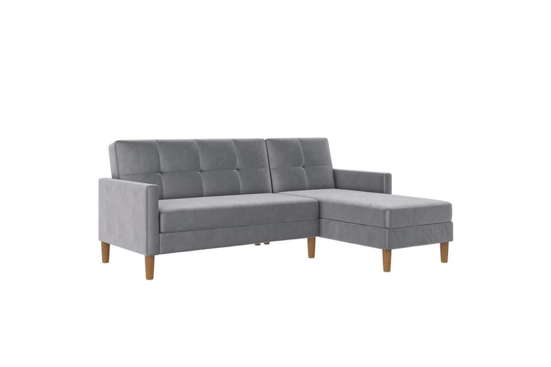 Chaiselong Lilly Lys Grå, Velour - Lys Grå, Velour - Møbler - Sofaer - Sofa med chaiselong