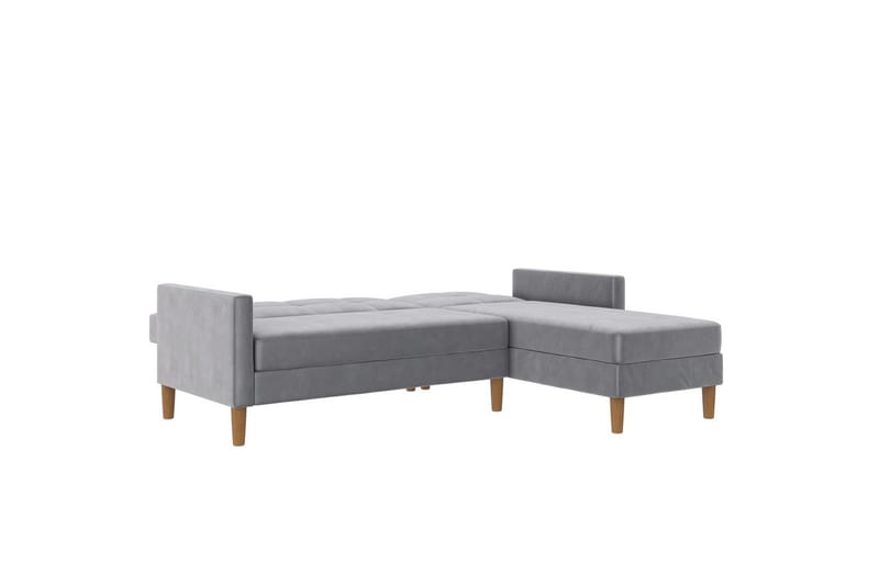 Chaiselong Lilly Lys Grå, Velour - Lys Grå, Velour - Møbler - Sofaer - Sofa med chaiselong