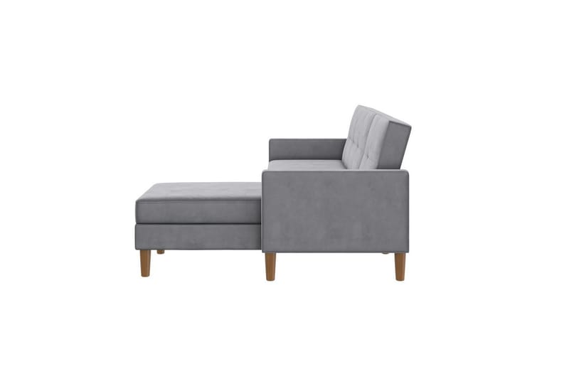 Chaiselong Lilly Lys Grå, Velour - Lys Grå, Velour - Møbler - Sofaer - Sofa med chaiselong