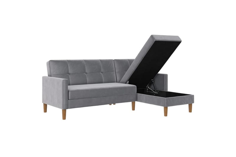 Chaiselong Lilly Lys Grå, Velour - Lys Grå, Velour - Møbler - Sofaer - Sofa med chaiselong